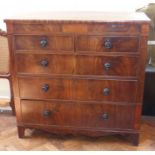 19th century mahogany chest of two short and three long drawers, enclosing two secret frieze drawers