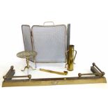 Brass fire-screen, trivet fire curb shell case vase etc. Condition reports are not available for