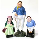 Royal Doulton large size figure of Fat Boy, also a small size Fat Boy and Sairy Gamp Condition