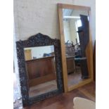 Large oak framed wall mirror (180 x 90) and a hardwood mirror Condition reports are not available