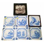 Seven Delft tiles Condition reports are not available for Interiors Sale