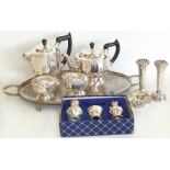 An assortment of silver plated ware by Viners of Sheffield including tray, teapot, coffee pot, etc