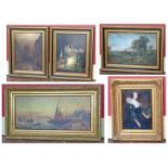 Five reproduction gilt framed pictures. Condition reports are not available for Interiors Sale