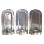 Three polished pewter wall sconces with Crown marks and makred 95%. Condition reports are not