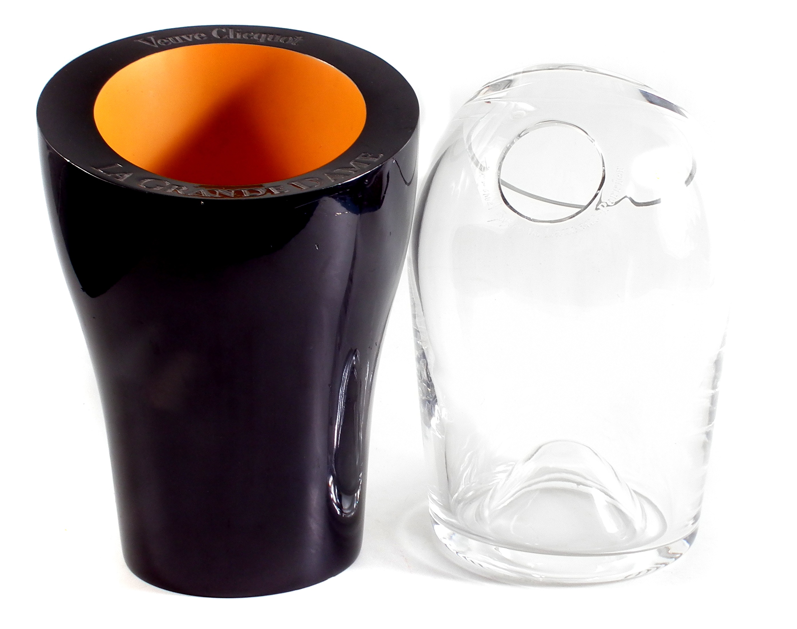 Limited edition 106/500 Emanuel Barleo for Laurent-Perrier glass ice bucket together with a Veuve