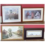 An assortment of six framed artworks to include original oil paintings by Francois Kadenhore and