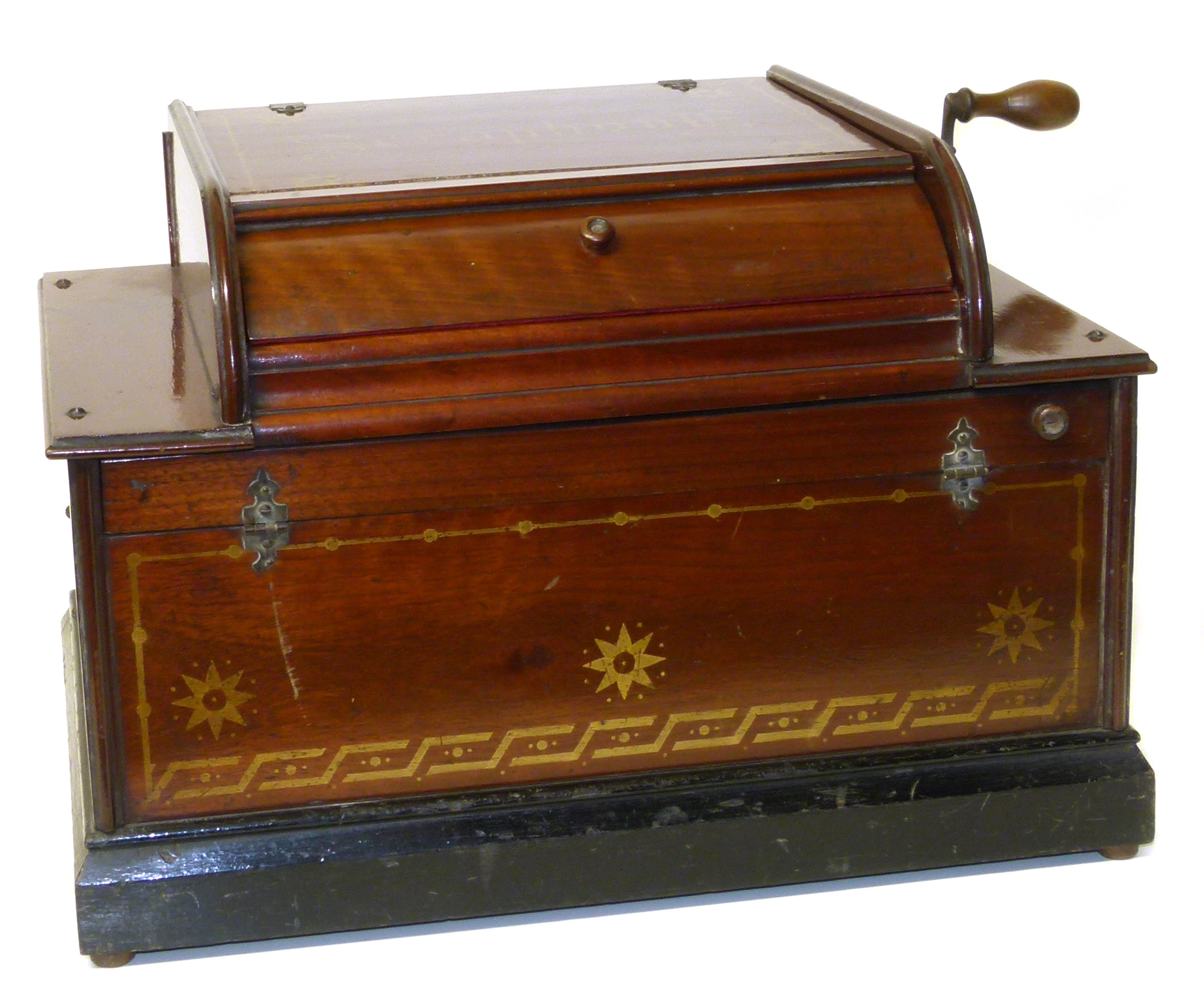 Late 19th/ early 20th century "English Automatic Seraphone" ,the walnut case with hinged cover to