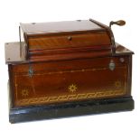 Late 19th/ early 20th century "English Automatic Seraphone" ,the walnut case with hinged cover to