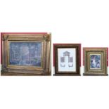 Three large ornately framed contemporary artworks Condition reports are not available for the