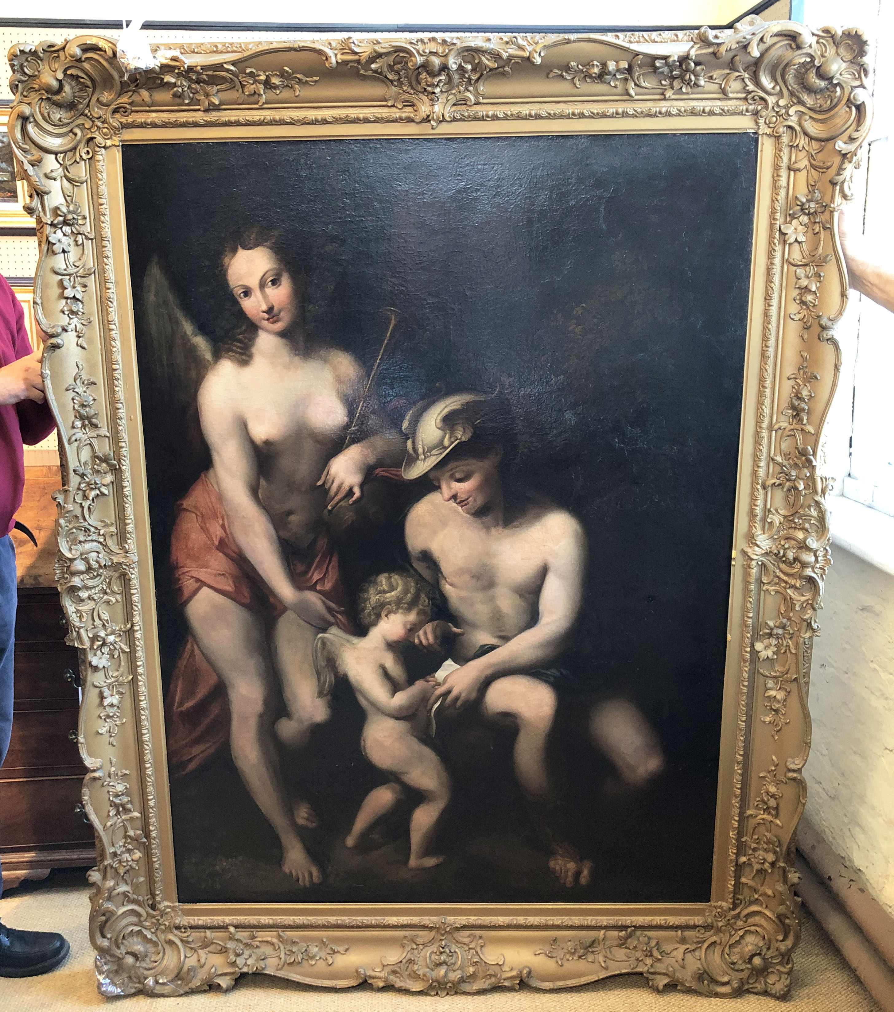 After Correggio, "Venus with Mercury and Cupid ('The School of Love')", oil. - Image 2 of 3