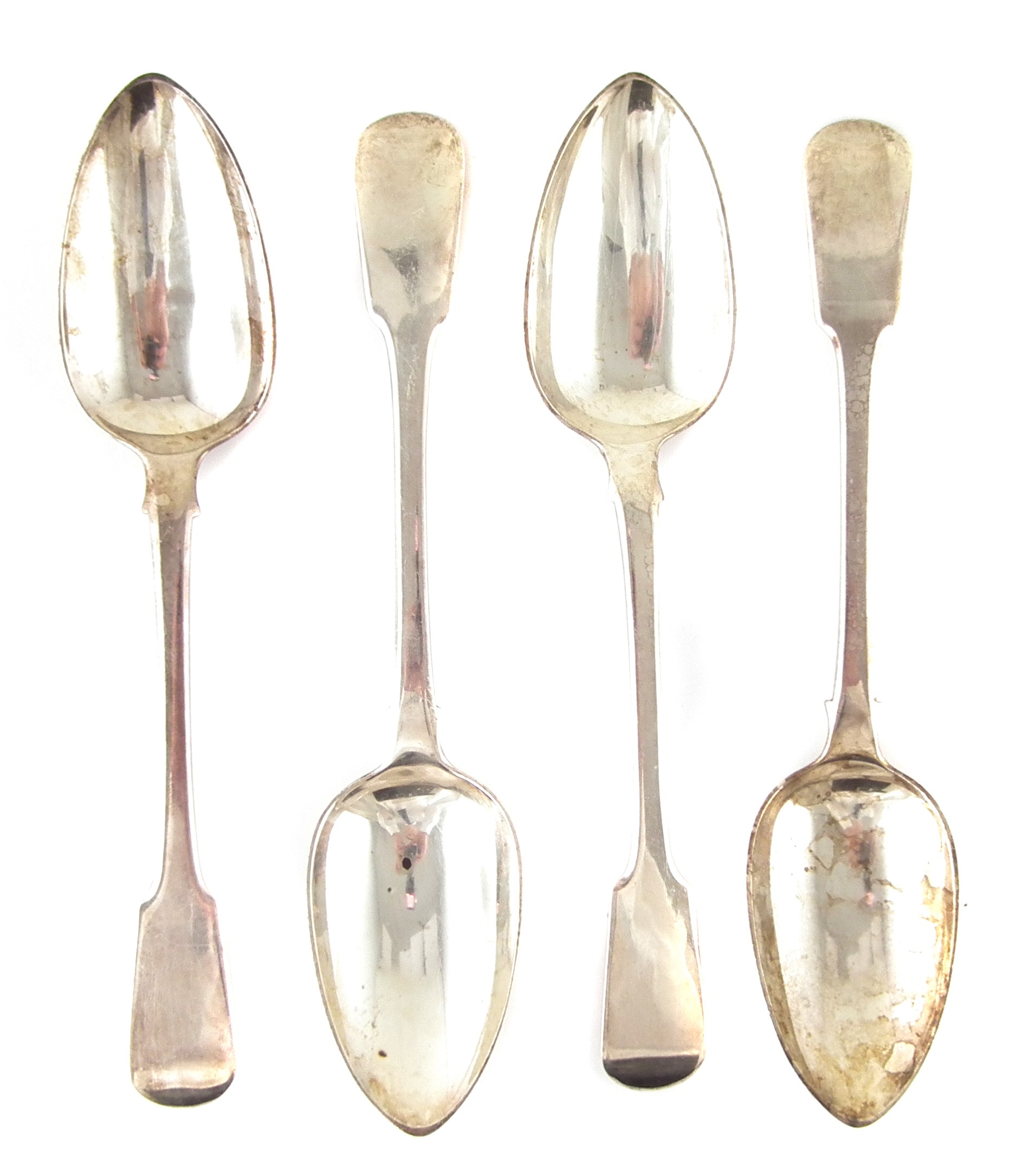 Four Georgian silver fiddle patten tablespoons,