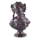 Late 19th century bronze bust cast in the form of the Hop Queen.