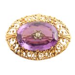 Edwardian amethyst oval brooch