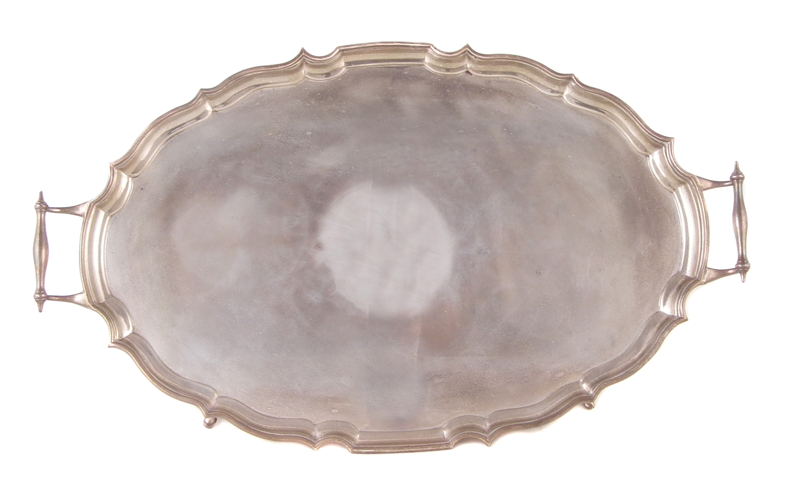 A large oval silver tray, marks for Barker Ellis & Co, Birmingham, 1966 gross weight 87.29ozt - Image 2 of 3