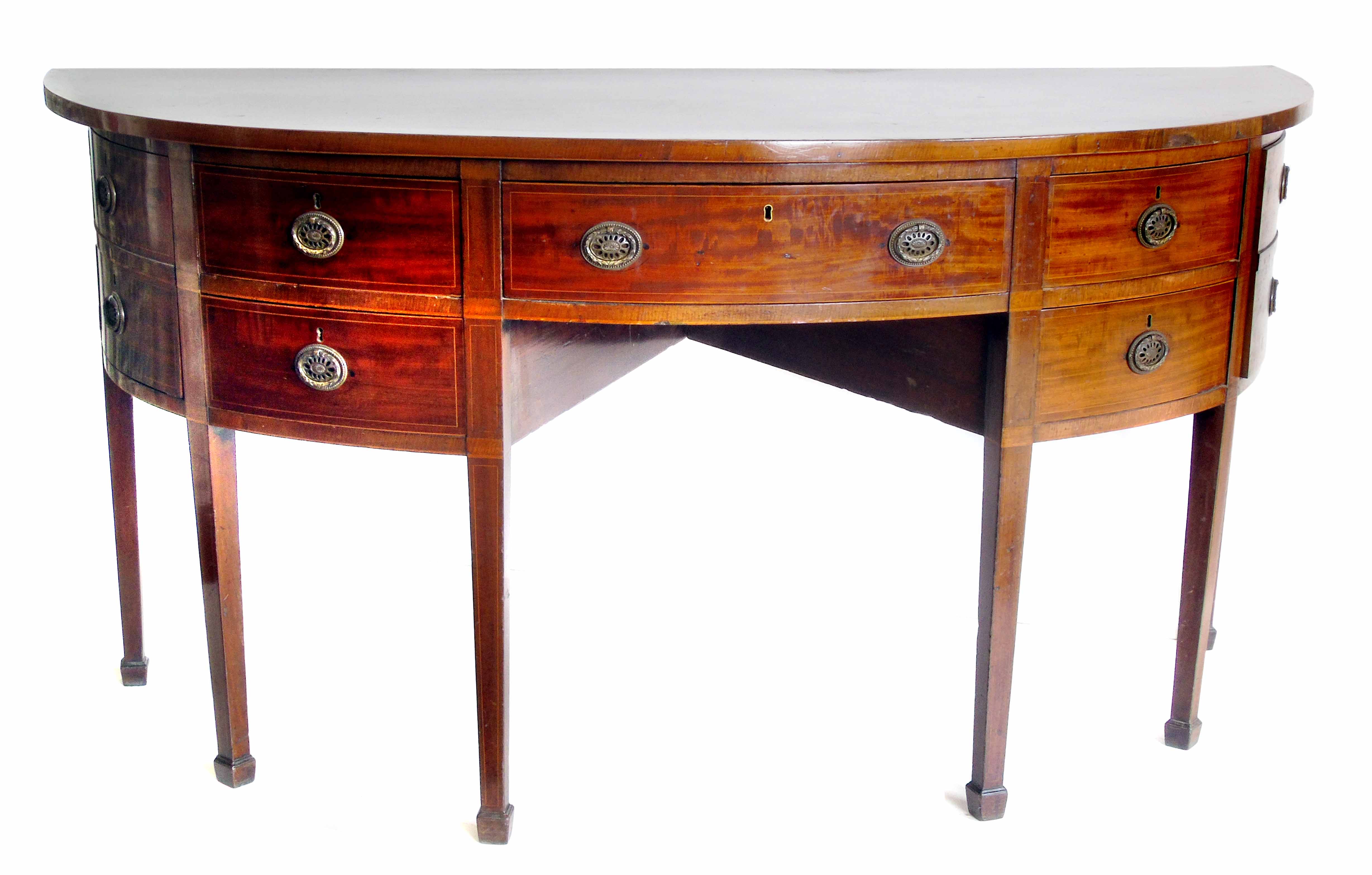 George III mahogany demi-lune sideboard.