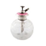 Silver and pink enamel atomiser.