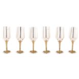 A 1970s set of six silver and metal goblets,