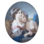 Constant Joseph Brochart, Portrait of two girls, pastel.