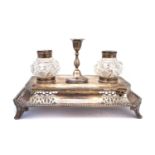 A Victorian silver ink stand,