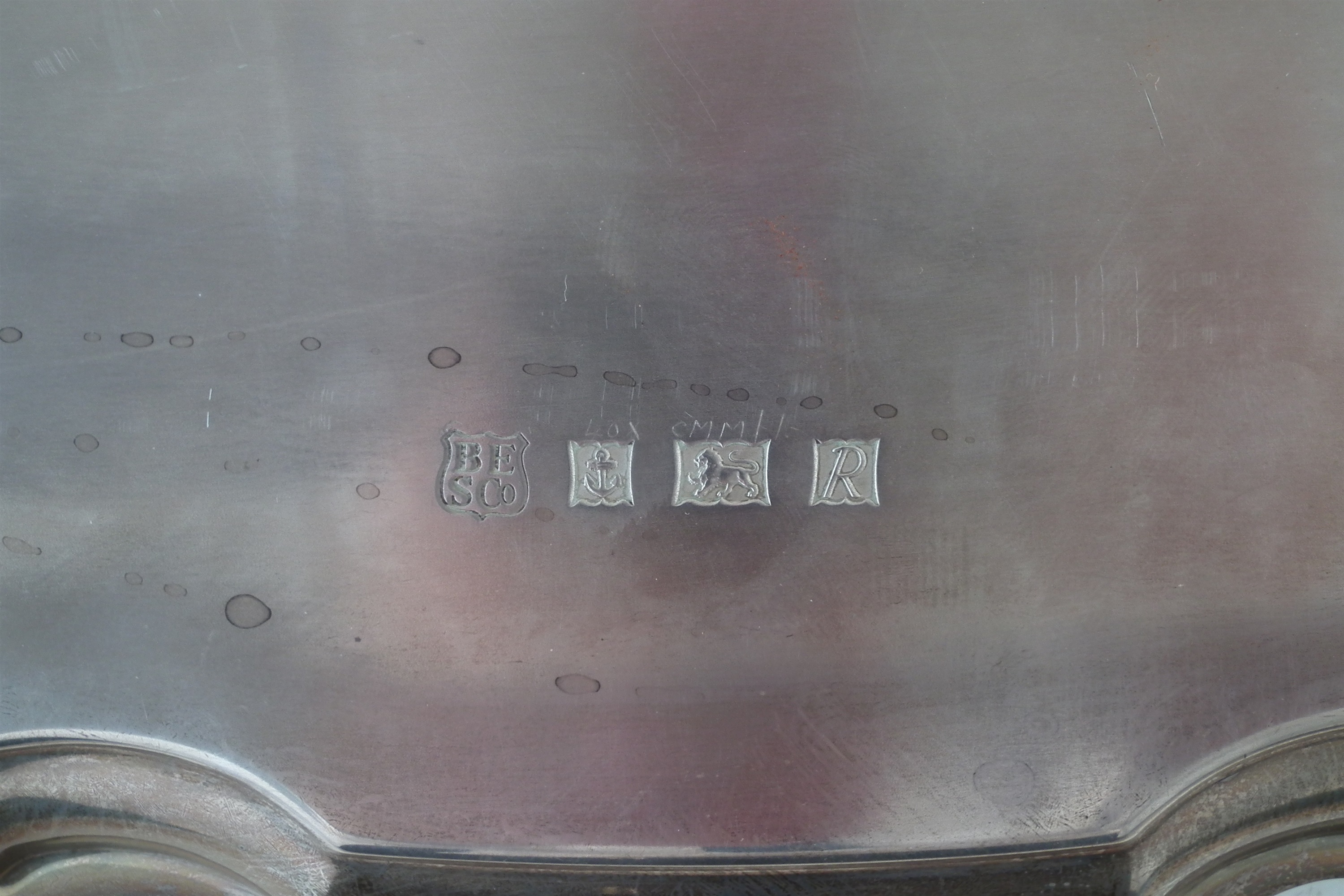 A large oval silver tray, marks for Barker Ellis & Co, Birmingham, 1966 gross weight 87.29ozt - Image 3 of 3