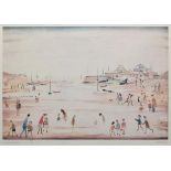 After L.S. Lowry, "On The Sands" signed print.