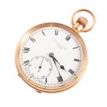 A 9ct gold open faced pocket watch, the dial marked H. Pidduck and Sons Ltd. Hanley.