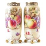 Pair of Royal Worcester vases signed Nutt.