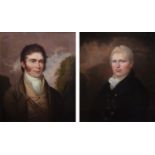 English School, 18th/19th century, Male portraits, oil (2).