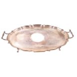 A large oval silver tray, marks for Barker Ellis & Co, Birmingham, 1966 gross weight 87.29ozt