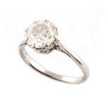 Diamond solitaire platinum ring.