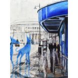 Emmesse (Michael Smith), "Blue Dogs at Oxford Road, Manchester, oil.