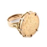 Full sovereign yellow gold signet ring.