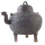 Chinese faux bronze porcelain ewer.