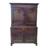 George III oak press cupboard.