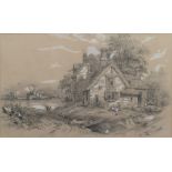 C.W. House, "On the Banks of the Conway", crayon and wash.
