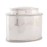 Silver tea caddy, Isreal Sigmund Greenburg, Birmingham, 1905