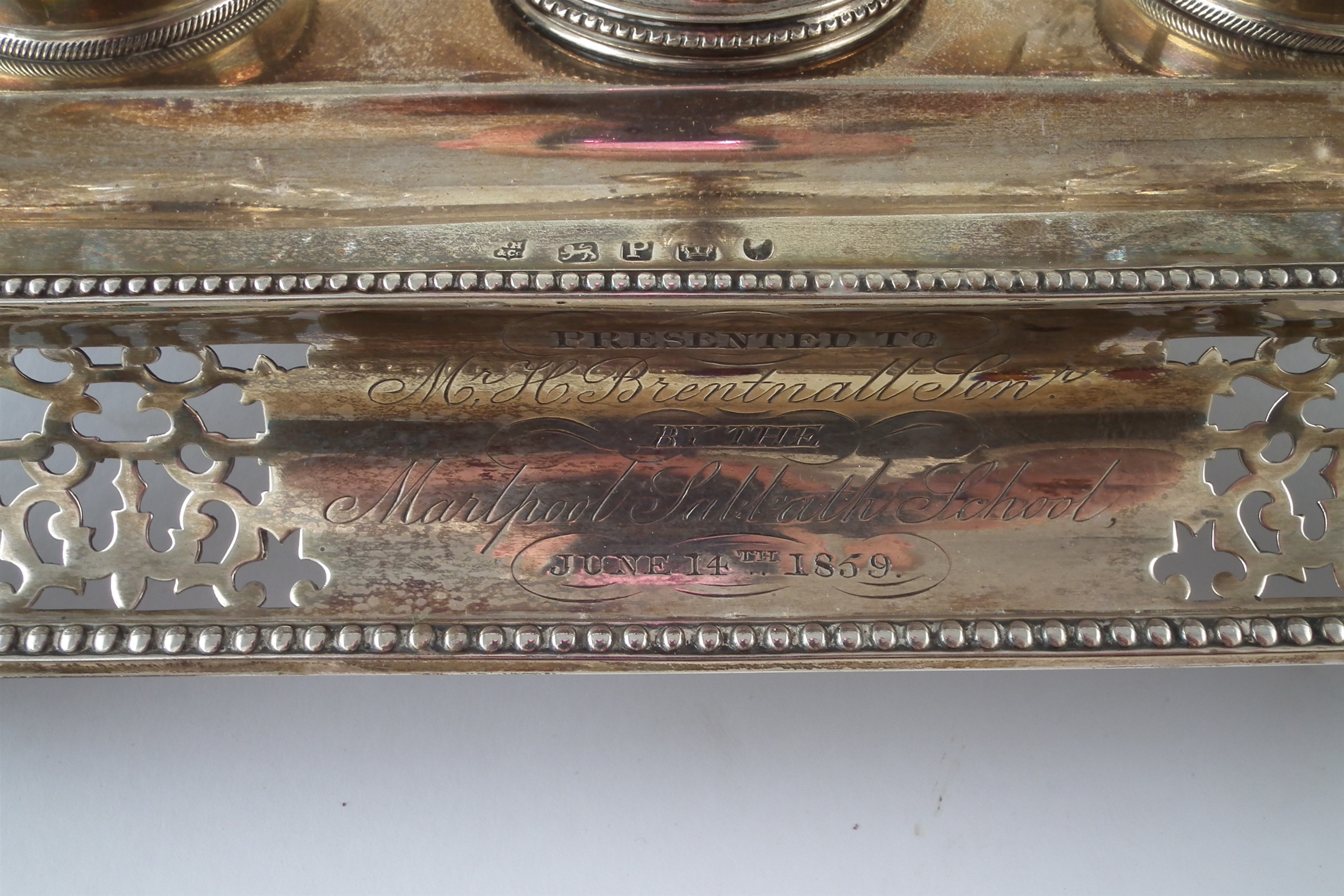 A Victorian silver ink stand, - Image 2 of 4