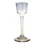 Wine glass circa 1770 with opaque twist stem.