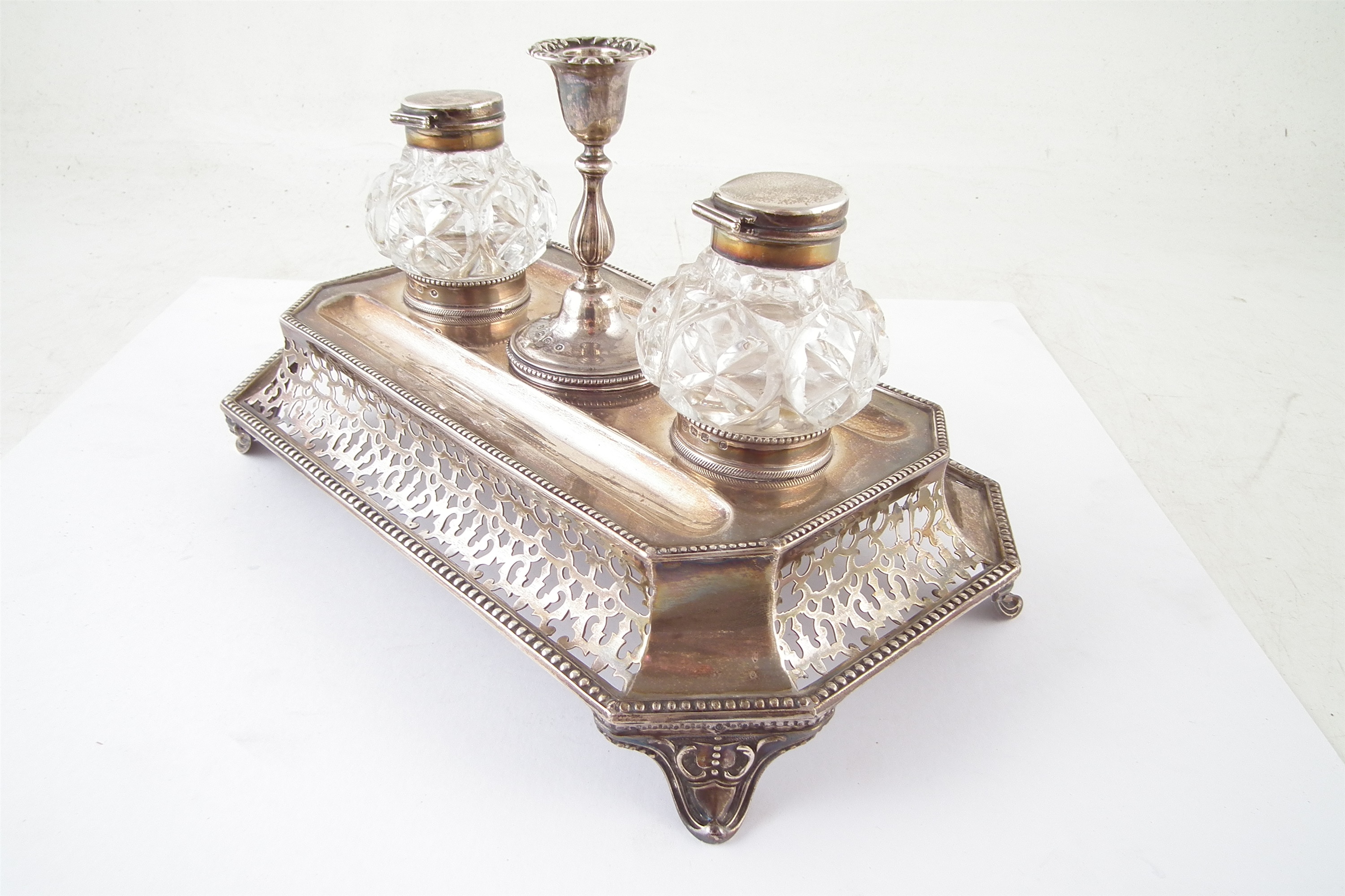 A Victorian silver ink stand, - Image 4 of 4