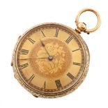 18ct gold small open faced pocket watch.