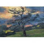 Mike Knowles, "Dancing Tree, Stormy Evening, Gorse Flowering", oil.