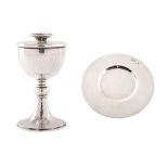A silver miniature covered goblet and paton