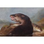 H.L. Rolfe, 19th century, Otter with fish, oil.
