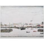 After L.S. Lowry, "The Harbour", signed print.
