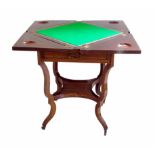 Late 19th century rosewood veneered envelope card table.