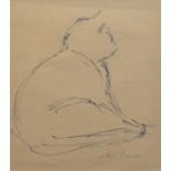 Alan Lowndes, Portrait of a cat, ink on paper.