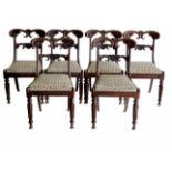 A set of six William IV mahogany framed single dining chairs.