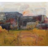 Paul Martinez-Frias, Rural landscape with sheep, oil.