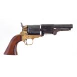 Pietta Colt 1851 Navy Sheriff's brass framed blank fire revolver , 9mm calibre, with ofset