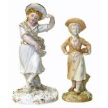 Royal Worcester figure of a girl carrying a barrel and one other figure of a girl We are unable to
